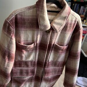 American Eagle Fur Lined Pink Flannel Shacket